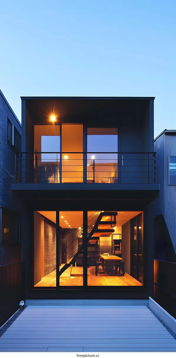 Modern Architecture House With Wooden Deck In Japan
