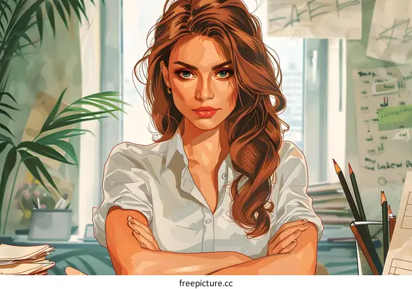 portrait of a beautiful woman in an office