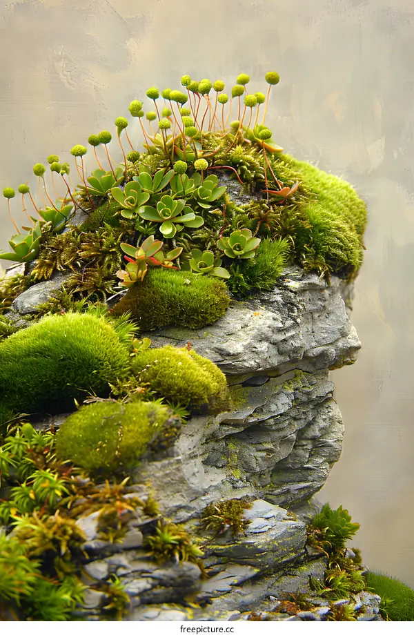 Green Moss and Rocks Landscape