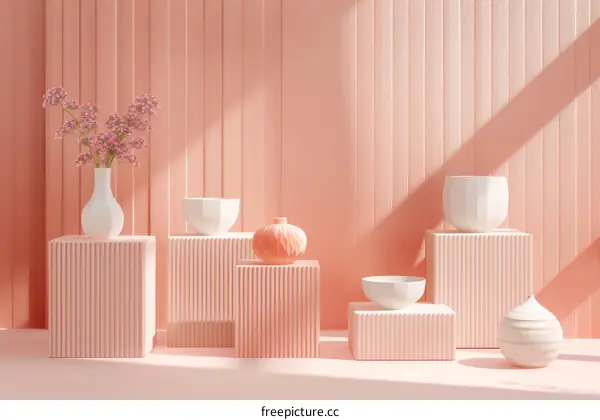 Pink Aesthetic Decorative Display with Ceramic Objects