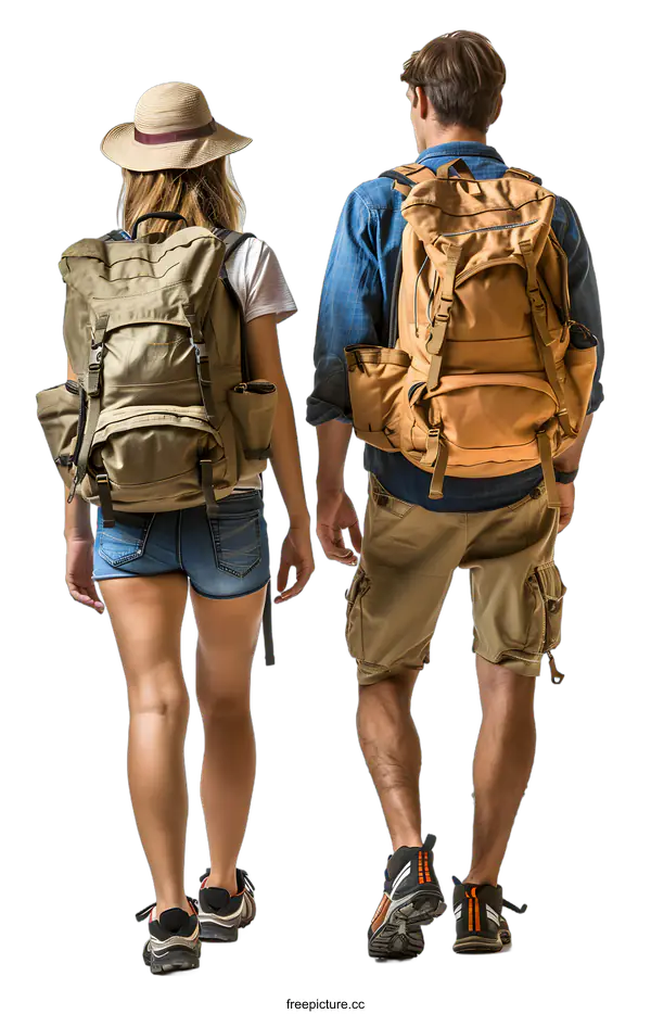 [Transparent Background PNG]Hikers walking on white background