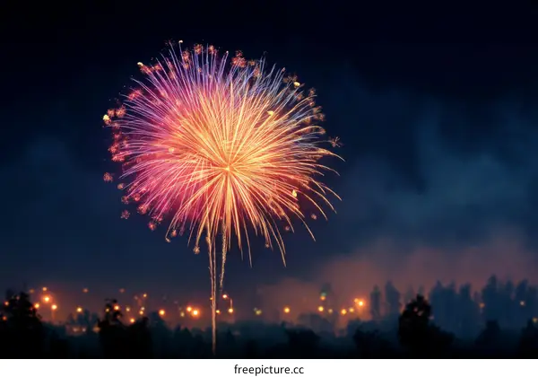 Colorful Fireworks Display Against a Night Sky