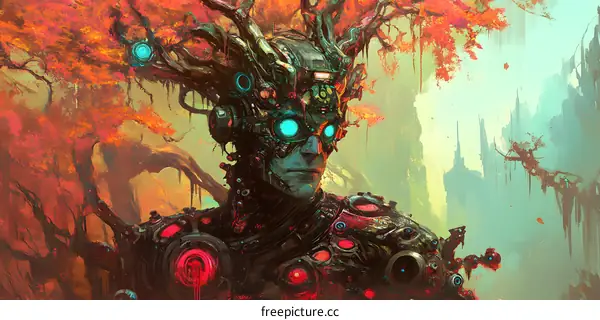 Cyborg and Tree Painting