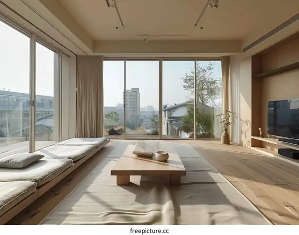 Bright Airy Living Room With Large Windows