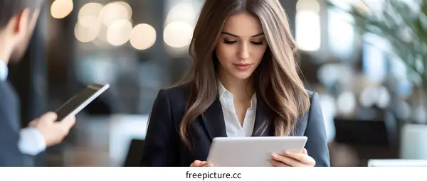 Businesswoman Using Tablet in Office