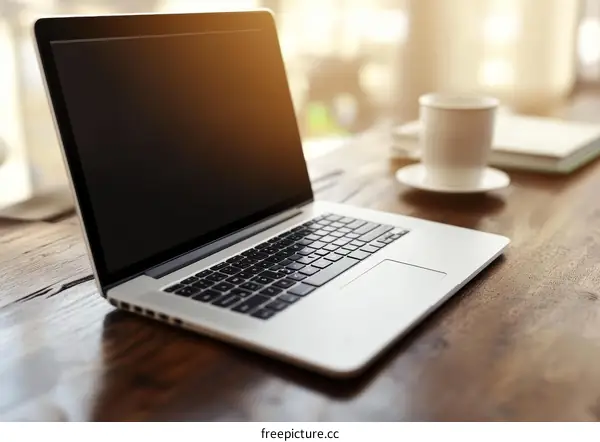 Modern Laptop on Wooden Table