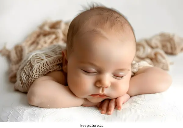 newborn baby sleeping on a white blanket