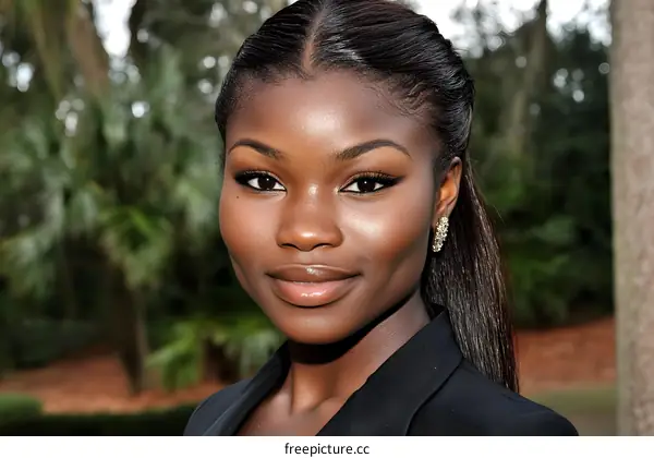 Portrait of a Smiling Black Woman Outdoors