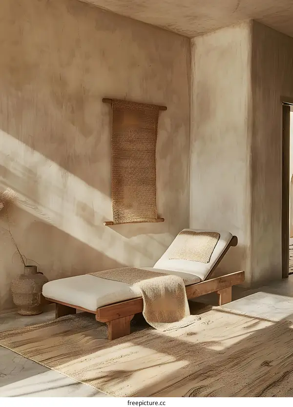 Minimalist Interior Design With Lounger And Rug