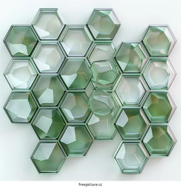 Crystalline Green Hexagon 3D Render