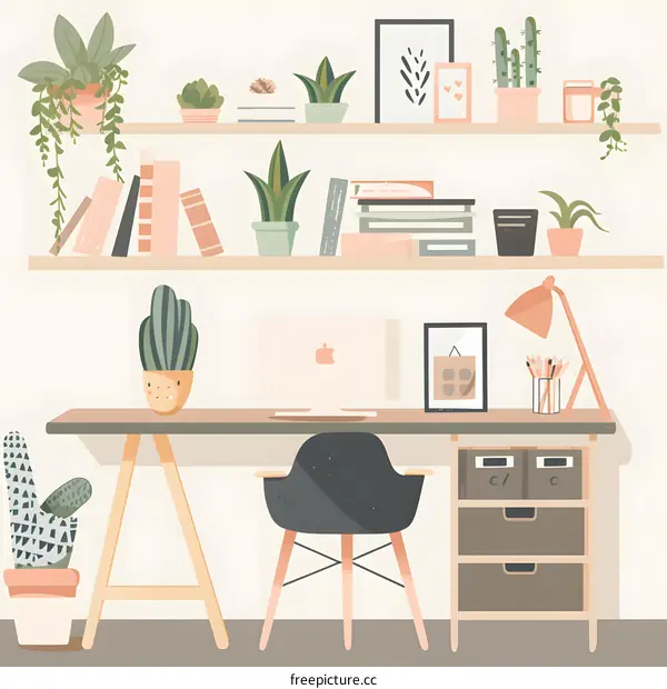 Minimalist Home Office Workspace Design Illustration
