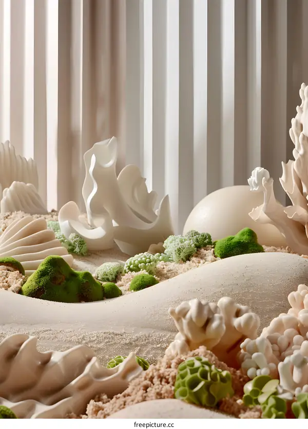 Abstract Still Life Photography with White and Green