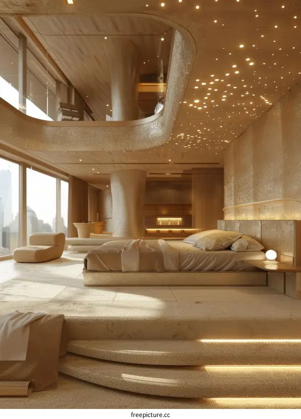 Luxurious bedroom with gold accents