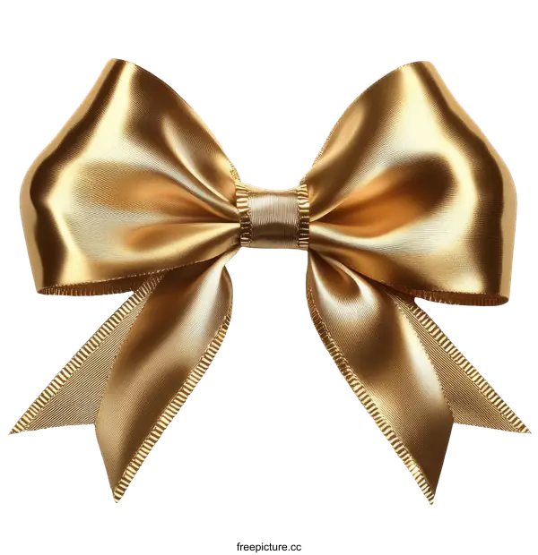 [Transparent Background PNG]Elegant Gold Satin Ribbon Bow Decoration