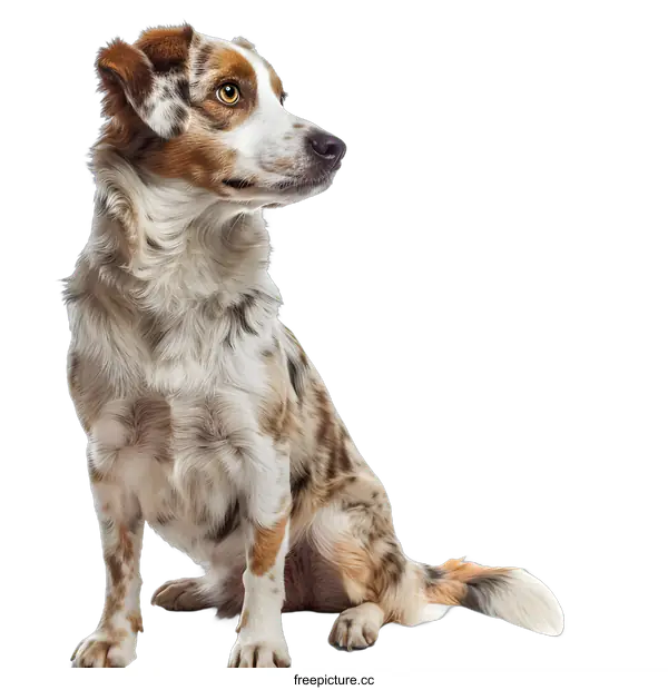 [Transparent Background PNG]Brown and White Dog Sitting Against White Background