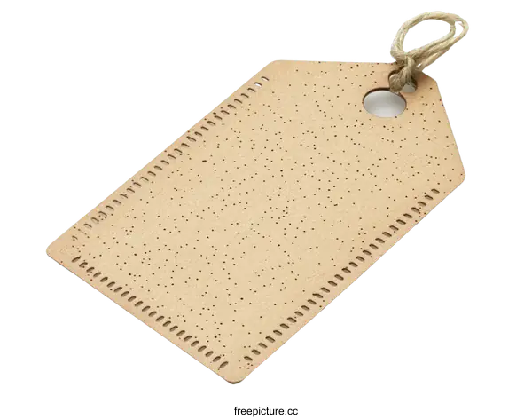 [Transparent Background PNG]Beige Tag Label with Decorative Stitching