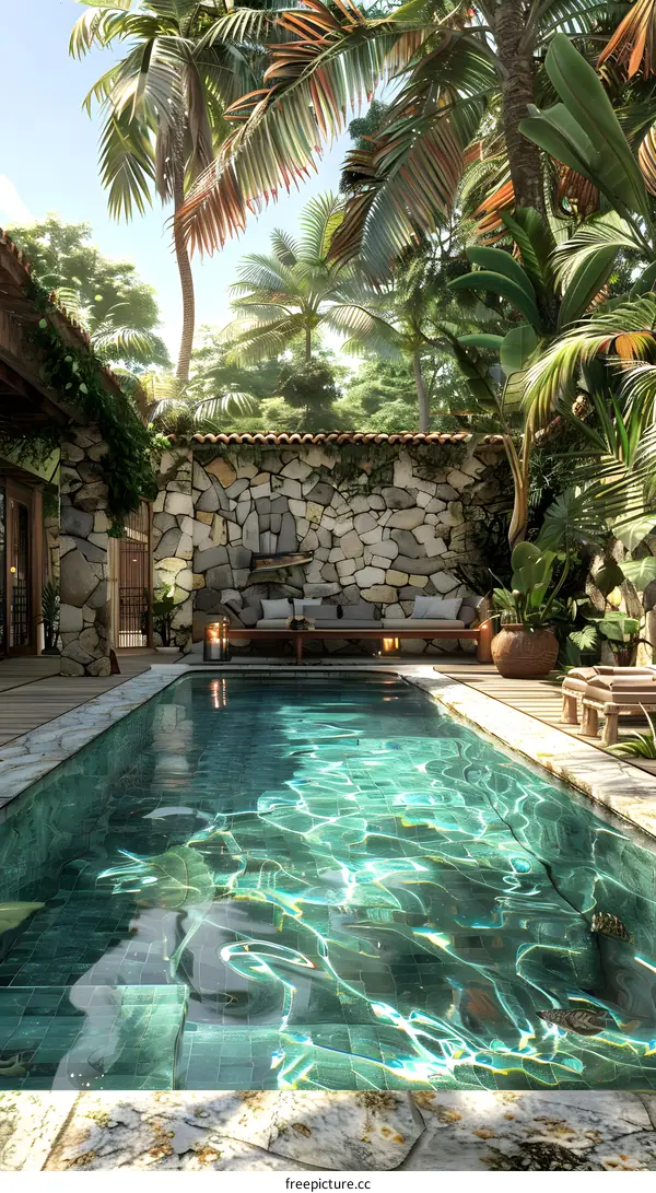 secluded tropical paradise with pool