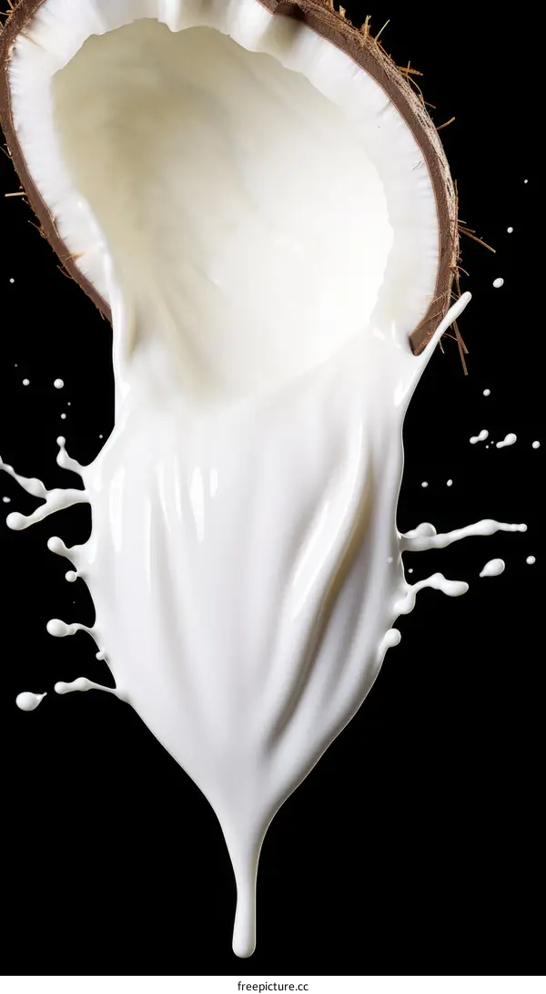 Coconut Milk Splashing from a Coconut