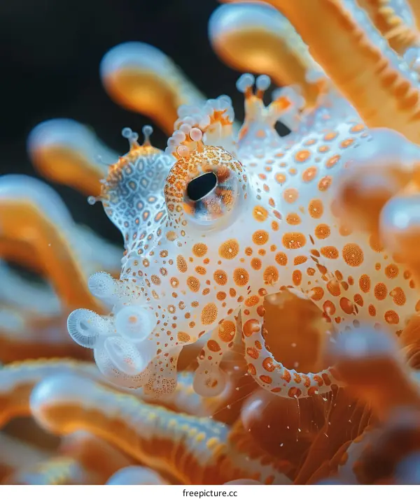 Underwater close up of a colorful sea slug