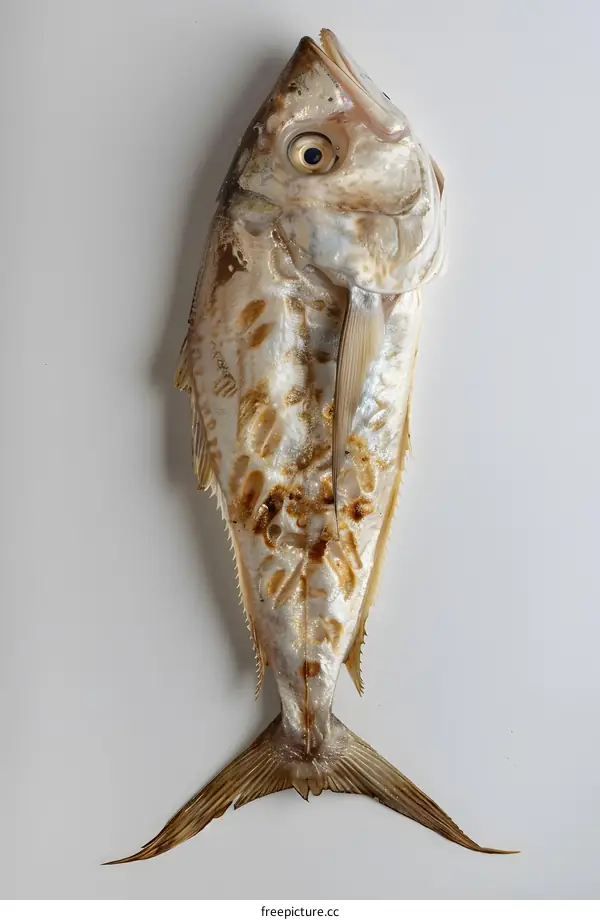 Grilled fish on white background