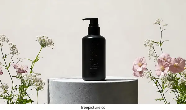 Modern Black Bottle with Blossoms