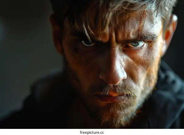 Close-up Portrait of a Serious Man