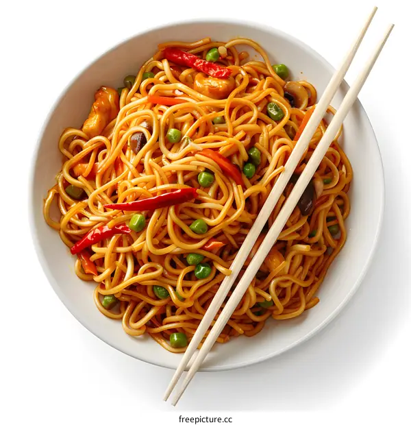 Spicy Chicken Noodles in Bowl