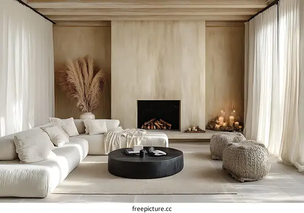 Modern Beige Living Room Interior Design