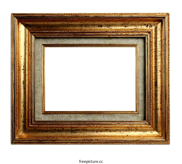 Antique Gold Picture Frame with Gray Mat