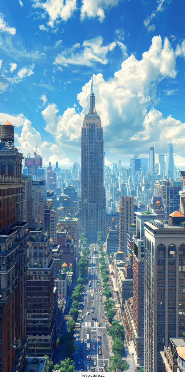 Cityscape of New York City with Empire State Building