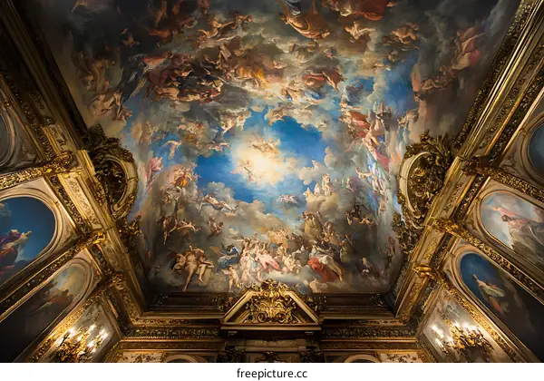 A Painted Ceiling in a Grand Hall