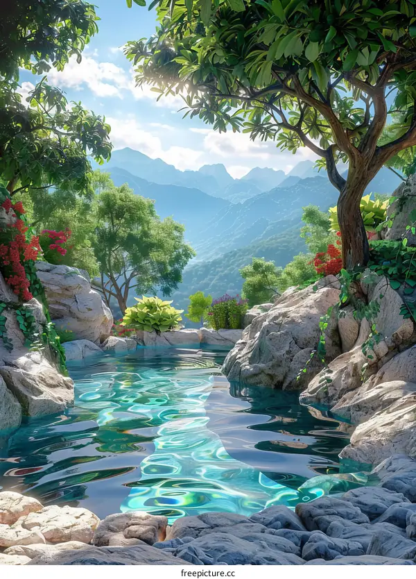 Enchanted Mountain Valley and Stream