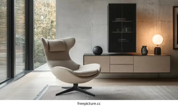Modern Beige Armchair in a Stylish Living Room