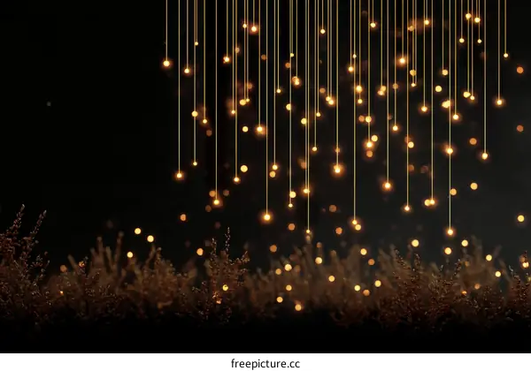 Golden Lights Sparkle on Dark Background