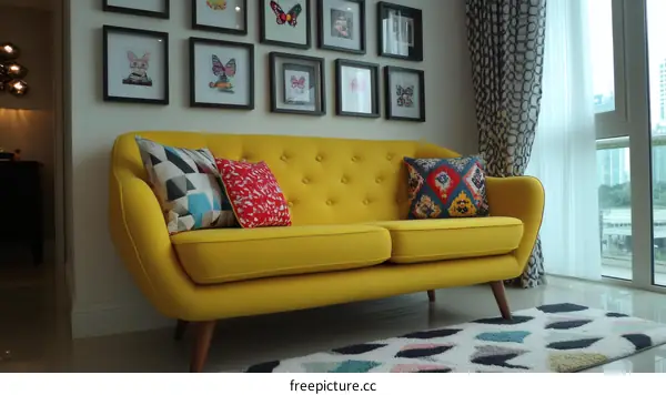 Yellow Sofa in a Modern Living Room