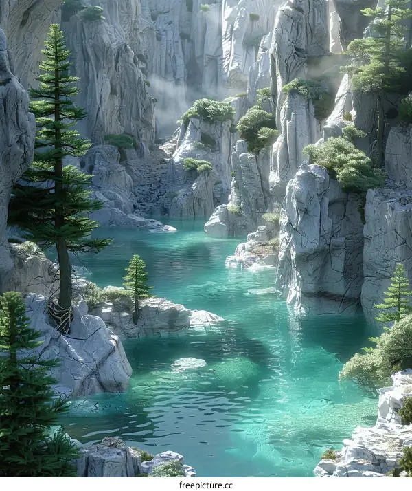 Mystical Mountain Lake with Crystal Clear Water