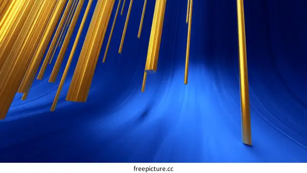 Golden Lines on a Blue Background