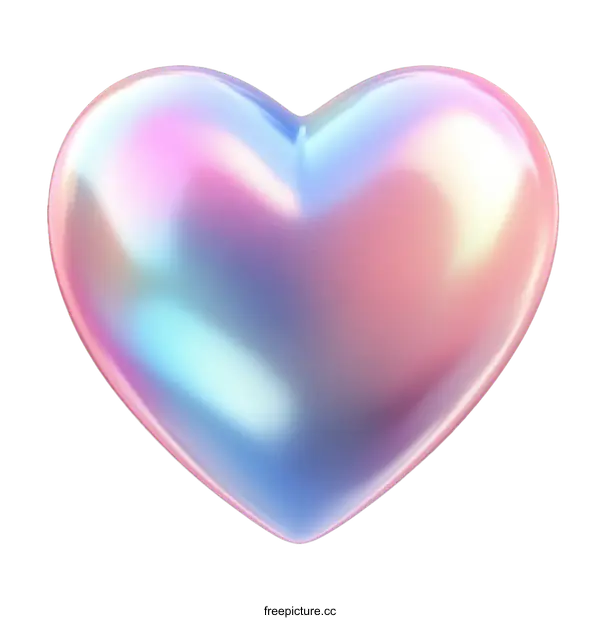 [Transparent Background PNG]3D Holographic Heart Shape Illustration
