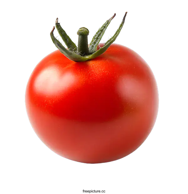 [Transparent Background PNG]Single Red Ripe Tomato Isolated on White Background
