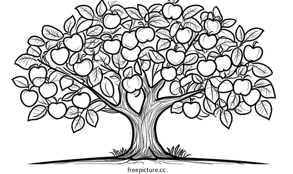 Line Art Apple Tree Illustration