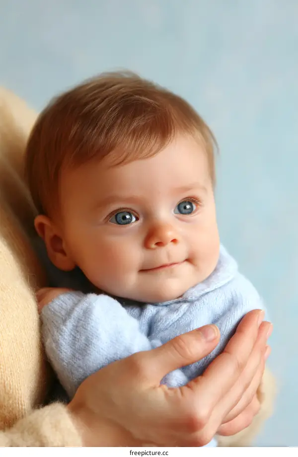 Baby being held by a caring person