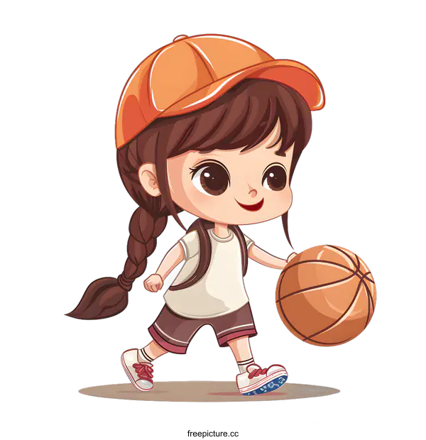 [Transparent Background PNG]cute girl playing basketball