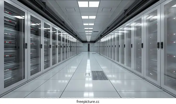 Modern Data Center With Rows of Server Racks