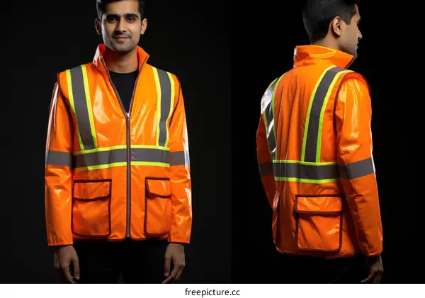 Indian male model wearing a high visibility vest