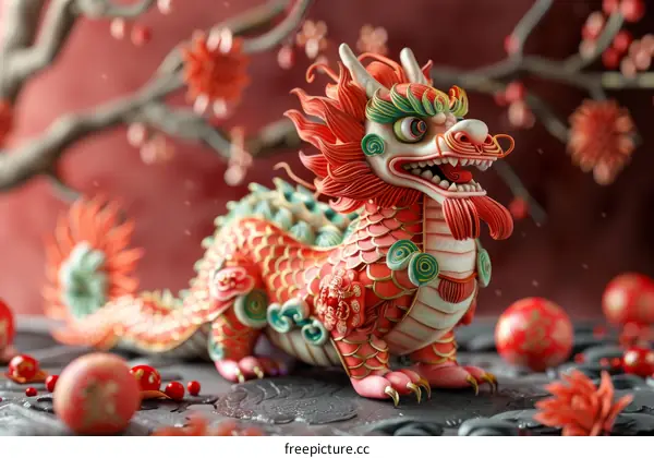 Vivid Chinese Dragon Statue for Lunar New Year Festivities