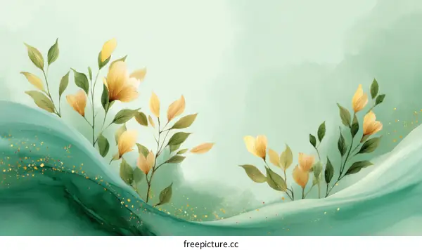 Delicate Floral Design on a Mint Green Background