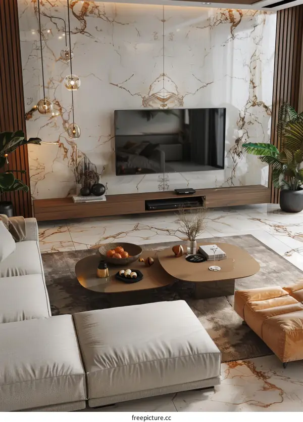 Minimalist Living Room with Modern Decor and Greenery