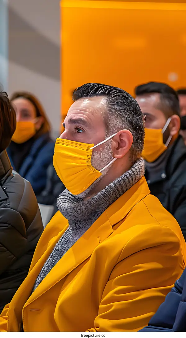 Man in a Yellow Suit Wearing a Yellow Mask