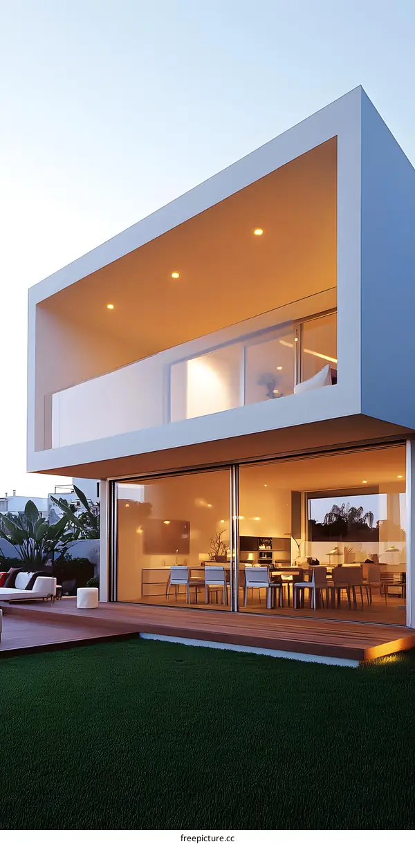 Modern Minimalist House Design with Glass Walls and Large Windows