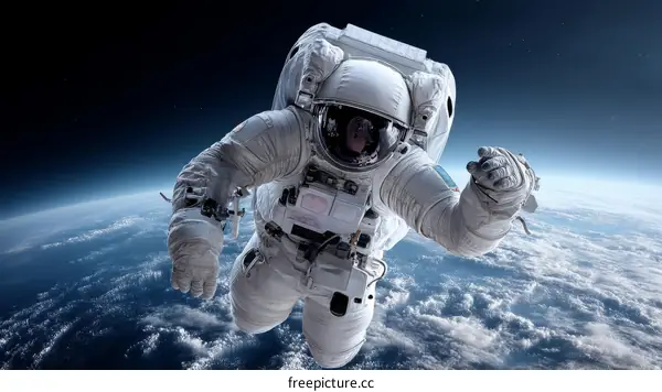 Astronaut in Space Suit Exploring Outer Space
